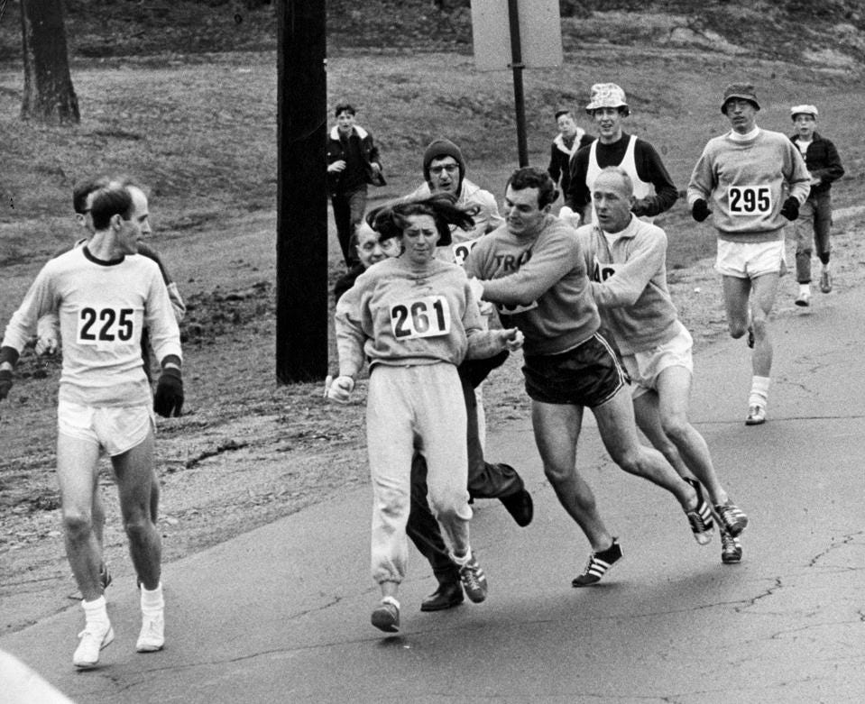 Kathrine Switzer, first woman to run a marathon